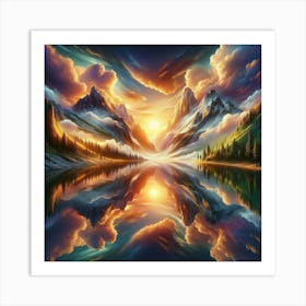 Sunset In The Mountains 3 Art Print