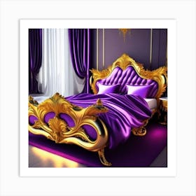 Purple And Gold Bedroom Art Print