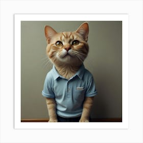 Cat standing like human, wearing t-shirt, smiling, Miyazaki Hayao art style
1233 Art Print