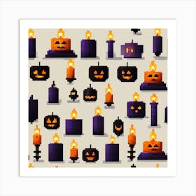 Halloween Pixel Pattern Art Print