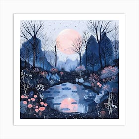 Moonlight In The Forest 3 Art Print