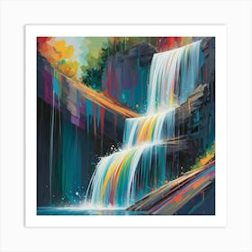 Rainbow Waterfall Canvas Print Art Print