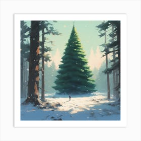 Christmas Tree In The Forest 12 Art Print