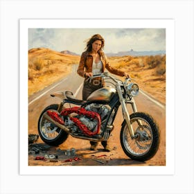 Woman On A Motorcycle 13 Art Print