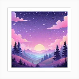 Sky With Twinkling Stars In Pastel Colors Square Composition 68 Art Print