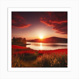 Sunset Over A Lake 13 Art Print