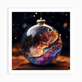 Christmass Glass Ball Ornament Full Of Galaxy Art Print