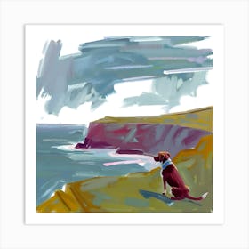 Dog On The Cliffs Art Print