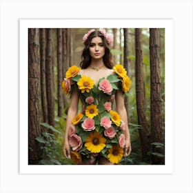 Sunflowers In The Forest Art Print