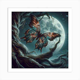 Butterfly In The Moonlight Art Print