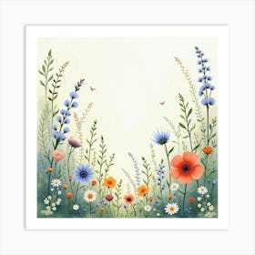 Ethereal Watercolor Glade With Enchanted Wildflowers 1 Art Print