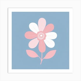 A White And Pink Flower In Minimalist Style Square Composition 305 Art Print