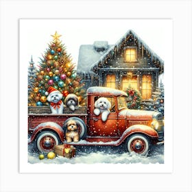 In A Snowy Christmas Village An Old Red Mgvpqxg Art Print