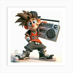 Cartoon Character With Boombox 2 Art Print