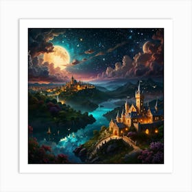 Castle At Night 7 Art Print