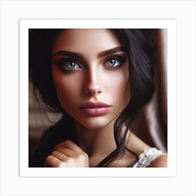 Beautiful Woman With Blue Eyes 1 Art Print