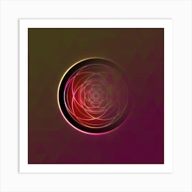 Geometric Neon Glyph on Jewel Tone Triangle Pattern 400 Art Print