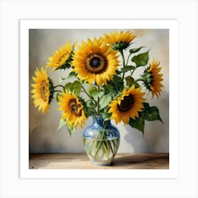 Sunflowers In A Vase Art Print