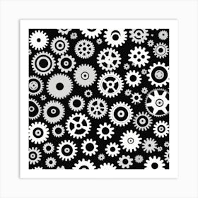 Gears On A Black Background 12 Art Print