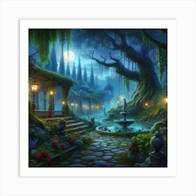 Fairy Garden At Night 1 Art Print