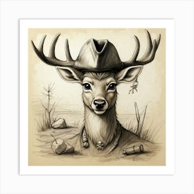 Deer In A Hat 13 Art Print