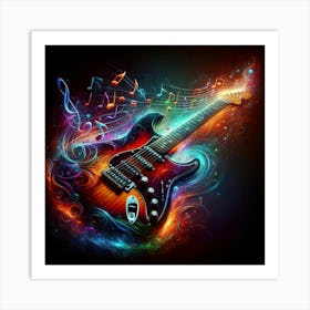 Guitar Electric Guitar Instrument Guitarist Rock Music Musician Mystic Waves Art Print