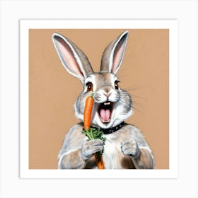 Rabbit Eating Carrots 1 Art Print