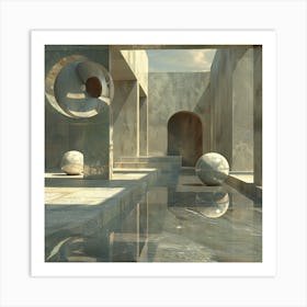 Abstract Room With Spheres 1 Art Print