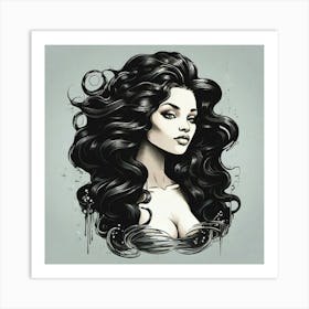 Girl With Long Hair Art Print