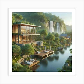 Waterfall House Art Print