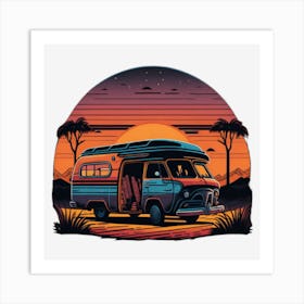 Retro Camper Van Art Print