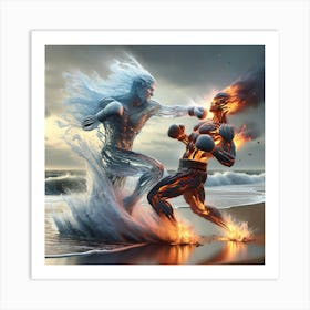 Water vs fire boxing 1 Art Print