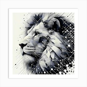 Lion Head - Abstract Line Art Illustration 32 Art Print