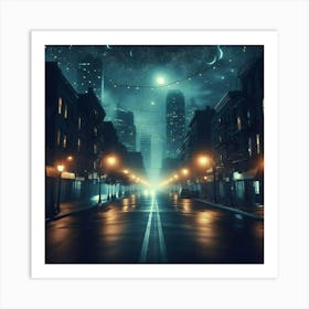 Dark Street At Night Art Print