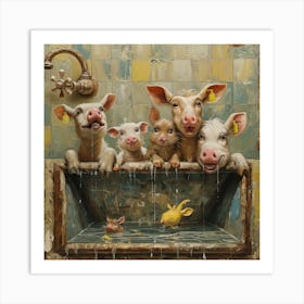 Pigs In The Bath Art Print