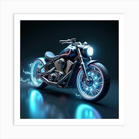 Futuristic Super Bike With A Plasma Powered Engine And Neon Streaks 1 Art Print