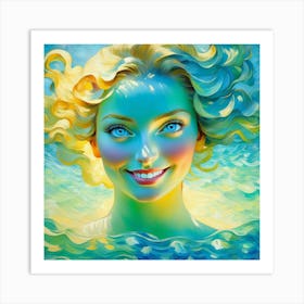 Woman In The Ocean fgh Art Print