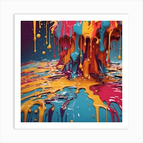 Colorful Paint Drips Art Print