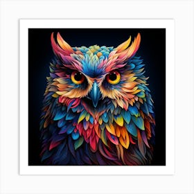 Colourful Rainbow Owl 1 Art Print