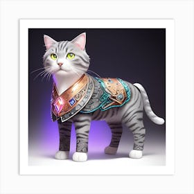 Cat With Armor Art Print