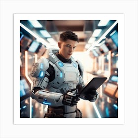 Futuristic Man In Futuristic Suit 59 Art Print