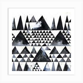 Scandinavian Ink Triangles Square Art Print