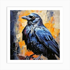 Crow painting in oil paint Art Print