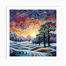 Winter Landscape Painting Art Print