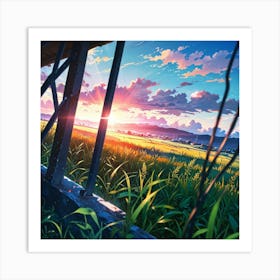 Sunset In The Field Art Print