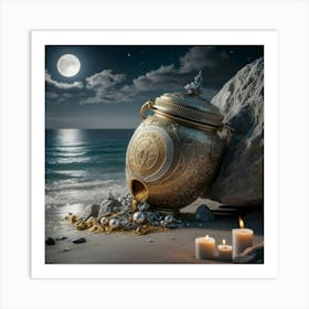 Pot Of Gold On The Beach Art Print