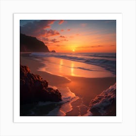 Sunset On The Beach Art Print