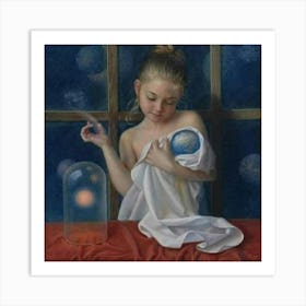 Girl With A Globe 1 Art Print