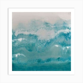 Soft Sea Spray - A calming and atmospheric artwork that captures the gentle beauty of ocean waves as they kiss the shore, evoking a sense of tranquillity, inviting viewers to immerse themselves in the sights and sounds of the sea. Art Print