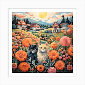 Contemporary Country Cats 2 Art Print